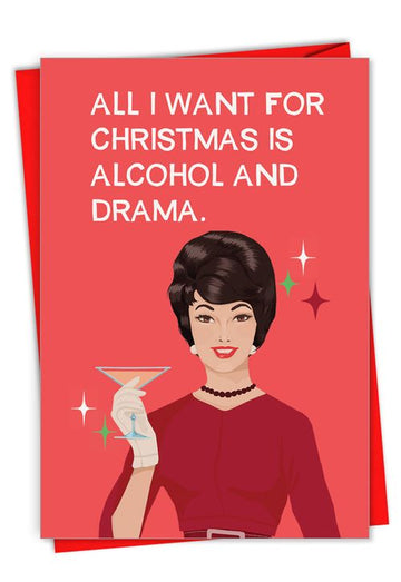 Alcohol And Drama Christmas Card - Sour Sentiments