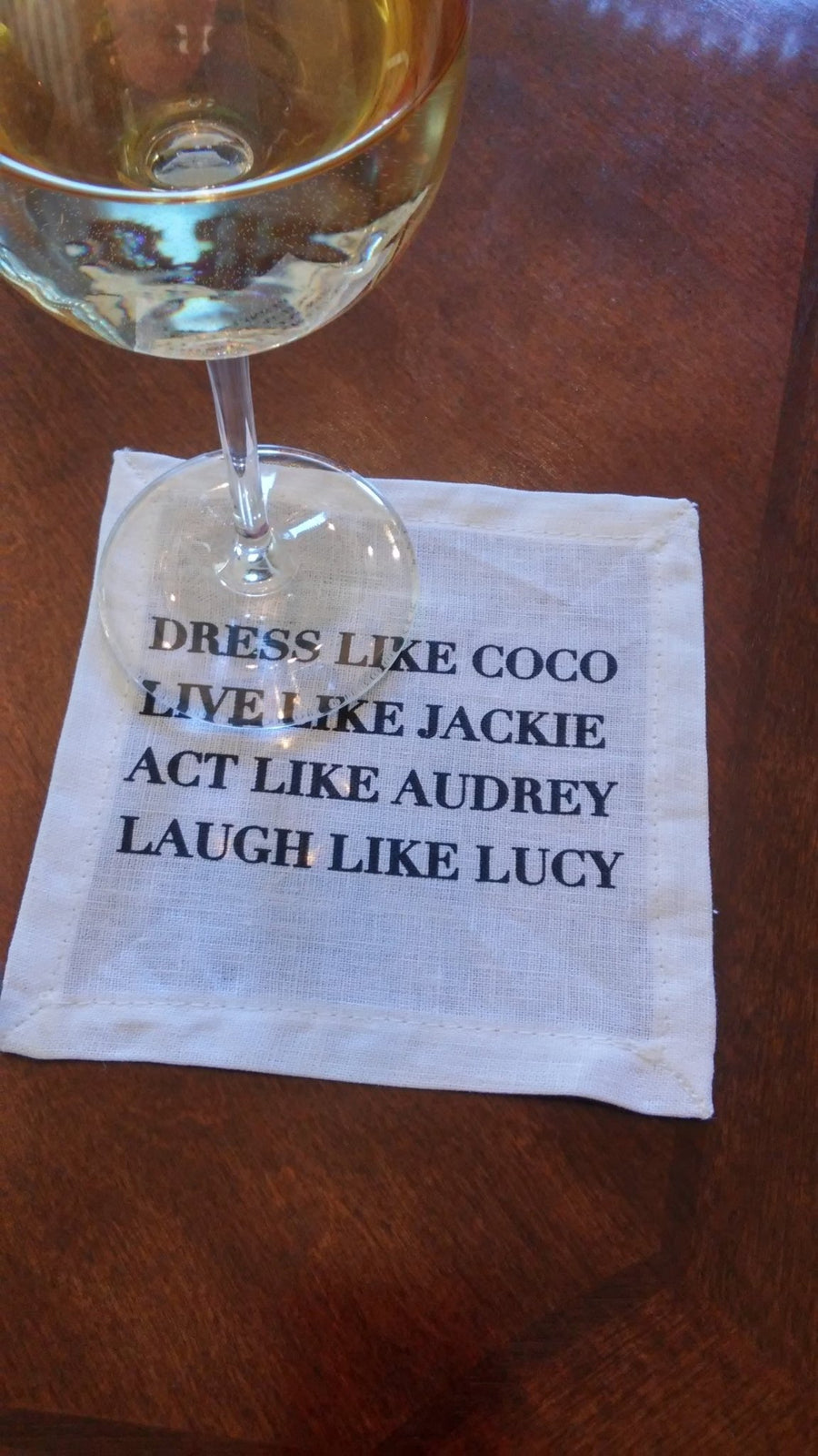 Dress Like Coco Coctail Napkin with Wine Glass