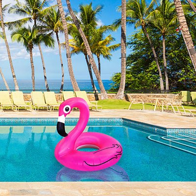 Giant Pink Flamingo Pool Float In Hotel Pool
