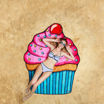 Woman Lying On Cupcake Beach Blanket
