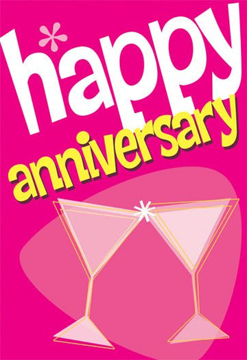 Happy Anniversary Card With Champagne Glasses